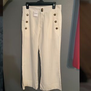 White Linen High Waisted Pants